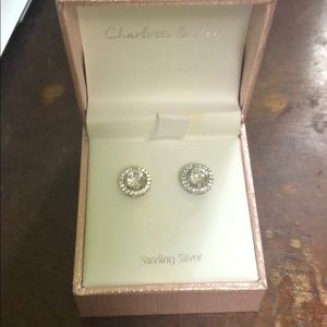 Silver halo stud earrings